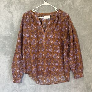 Xirena Blouse Medium Floral Silk Blend Brown Feminine Romi Top Romantic Boho